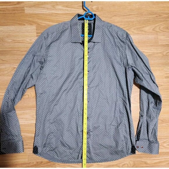 Au Noir Size 5 Grey White Dot Men Shirt Pre-Owned - Picture 5 of 8